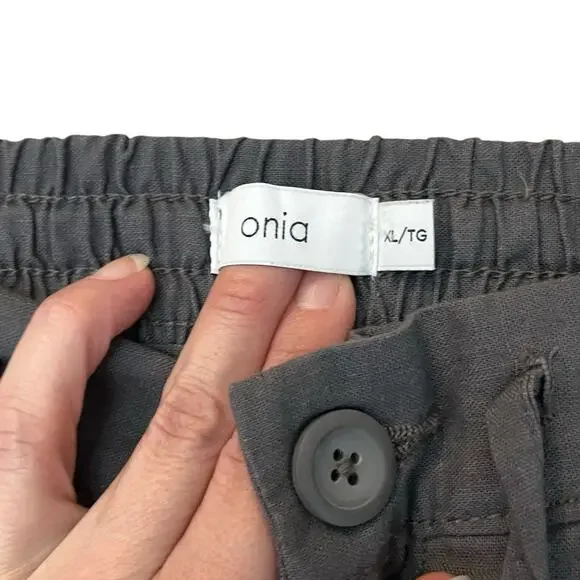 Onia Men’s Linen Blend Pants XL Straight Leg Gray Beach Boho Vacation Casual - Picture 6 of 10